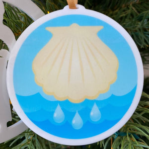 Ad Crucem - Color Baptism Shell Christmas Ornament