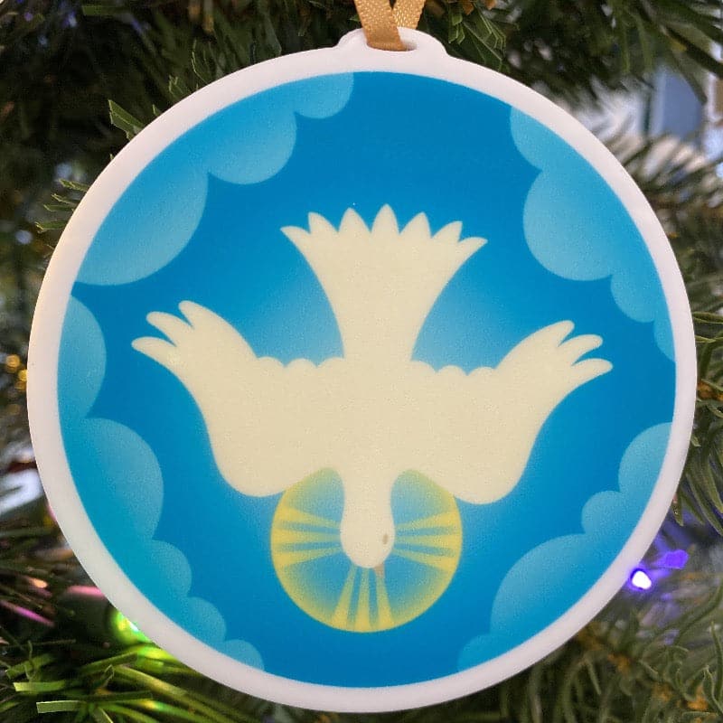 Ad Crucem - Color Descending Dove Christmas Ornament