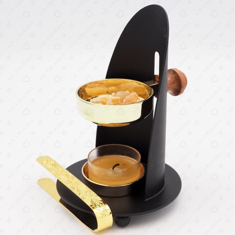 Ad Crucem Incense Burner - Black and Wood Finish