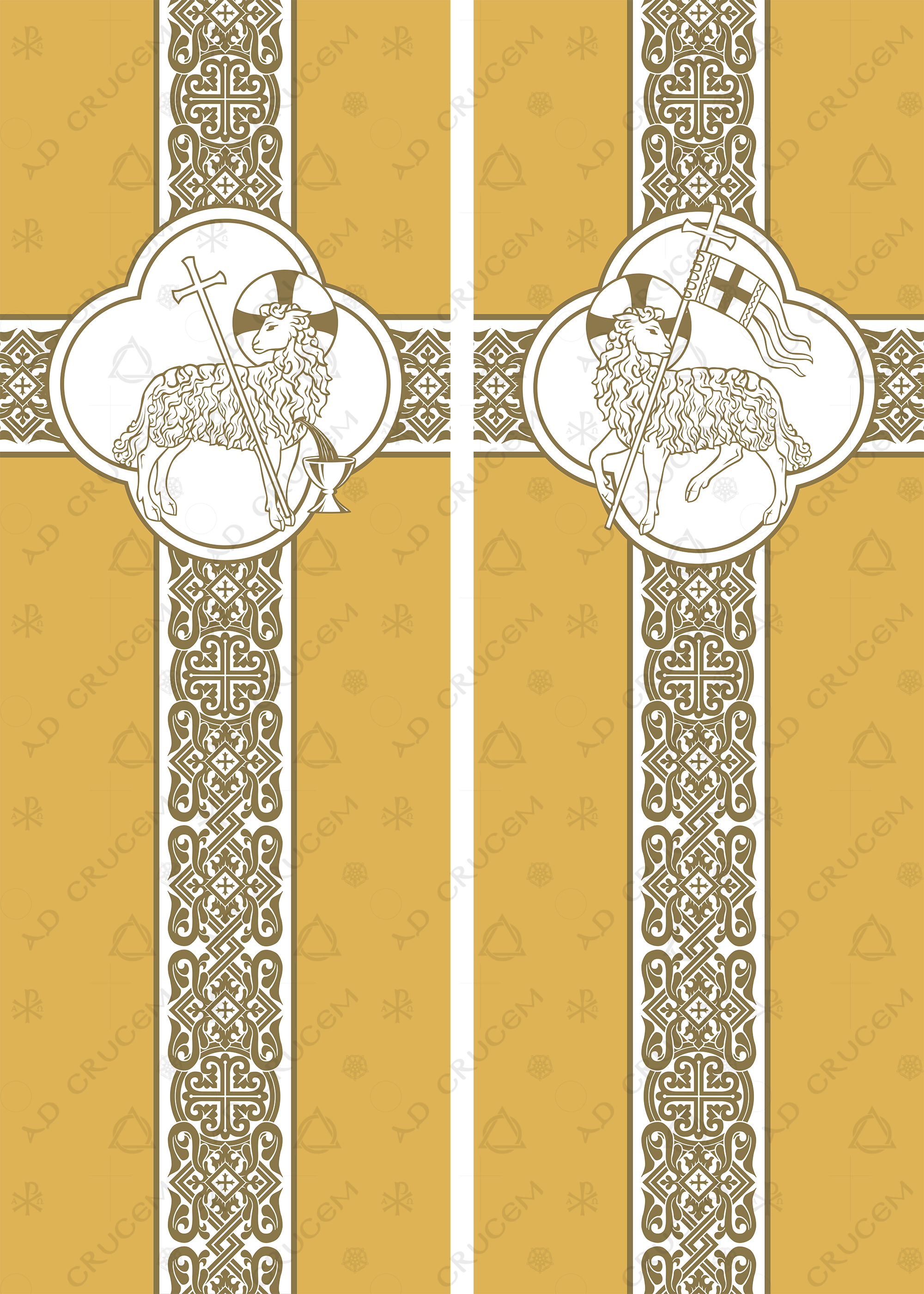 Ad Crucem Festival Banner Set in White and Gold -  Agnus Dei Slain and Agnus Dei Victorious