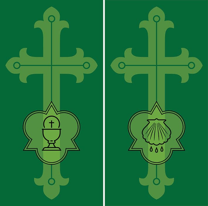 Ad Crucem Two Banner Set - Ordinary Time Ornate Cross