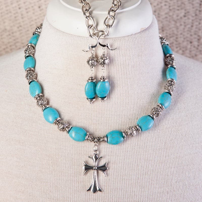 Sideways Turquoise Cross Necklace – JENNY and JUDE