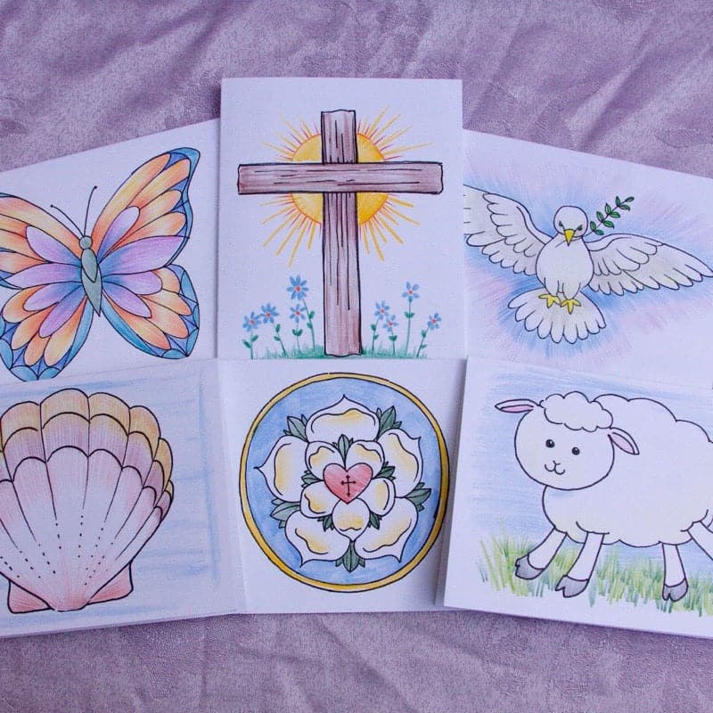 Agnus Dei Liturgical Arts - 12 Religious Symbols Coloring Cards