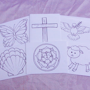 Agnus Dei Liturgical Arts - 12 Religious Symbols Coloring Cards