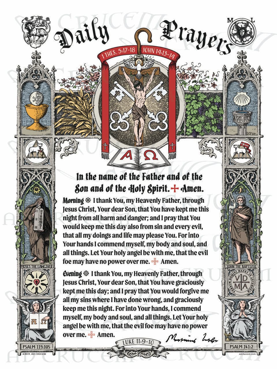 Ad Crucem Martin Luther Morning and Evening Prayer Poster