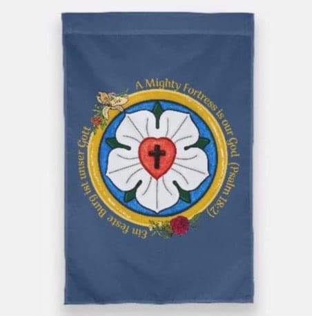 Ad Crucem Garden Flag - Mighty Fortress Luther Rose