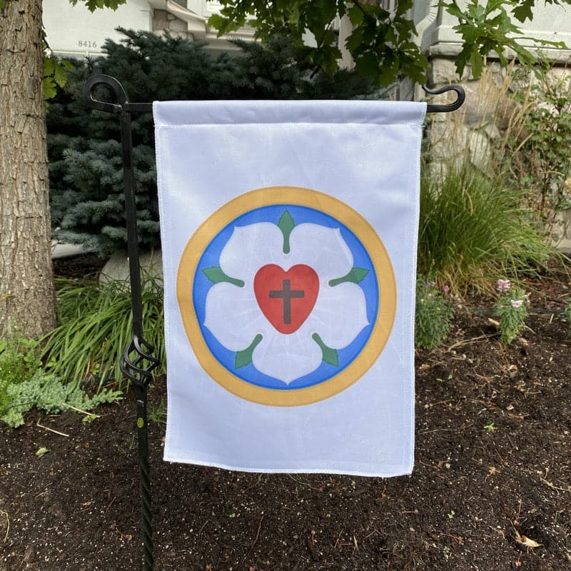 Ad Crucem Garden Flag - Luther Rose