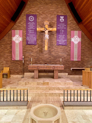 Ad Crucem Gaudete & Laetare Banners Set of Two  - Agnust Dei Slain and Victorious