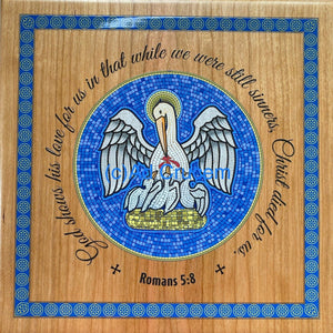 Ad Crucem Pelican in Her Piety Wooden Plaque