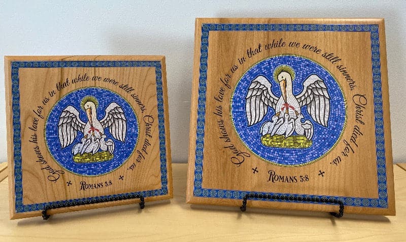 Ad Crucem Pelican in Her Piety Wooden Plaque