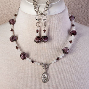 Jennifer’s Infant Life Purple & White Necklace and Earring Set