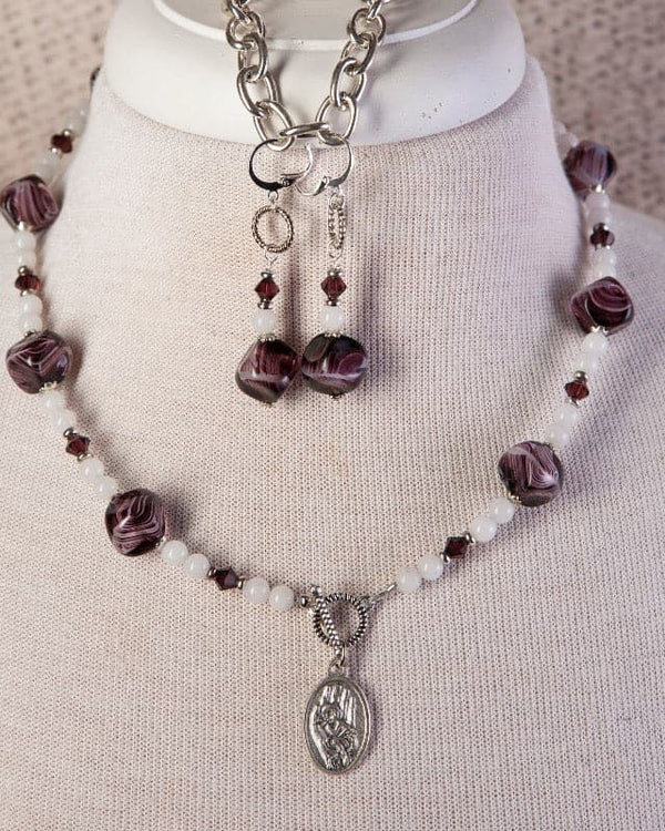 Jennifer’s Infant Life Purple & White Necklace and Earring Set