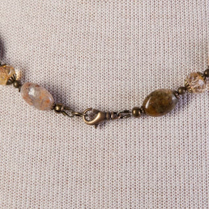 Jennifer’s Jasper Brass Filigree Cross Necklace and Earring Set