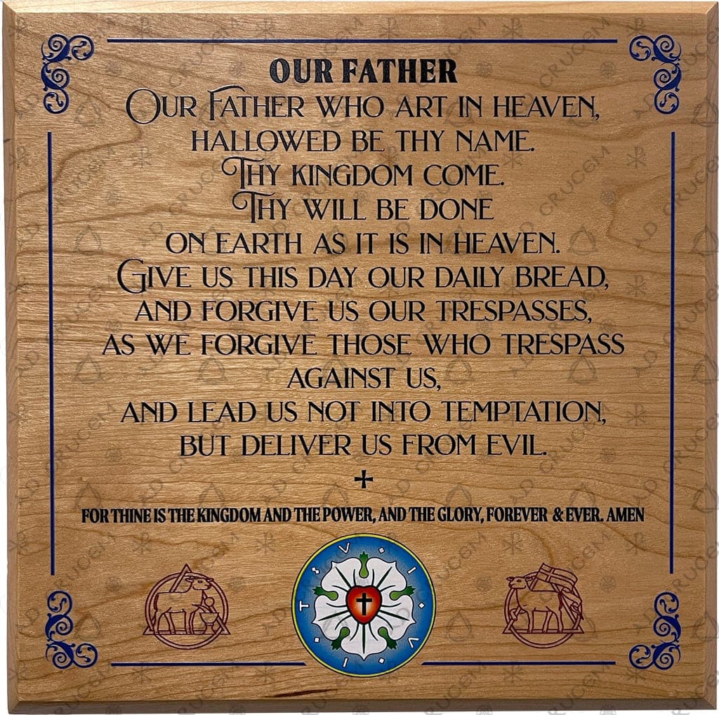 7 x 9 Inch Engraved Catholic Lord's Prayer Genuine Alder Wood