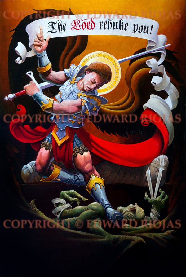 Edward Riojas St. Michael Contending with the Devil over the