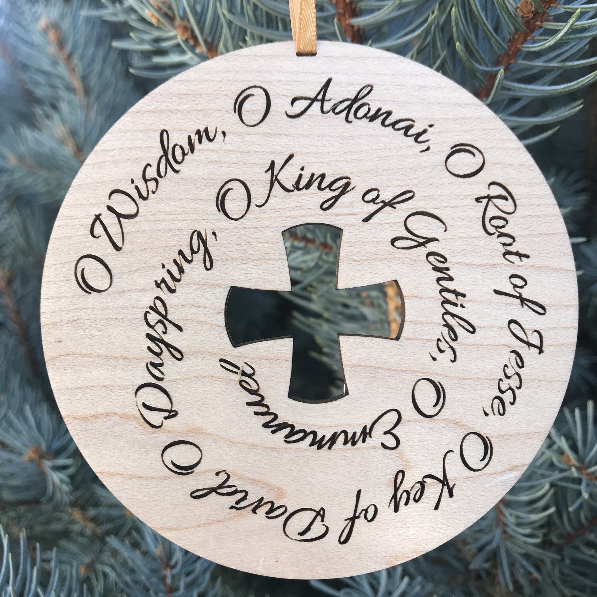 Ad Crucem O Antiphons Christmas Ornament Cursive Style