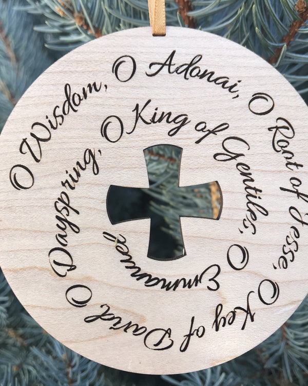 Ad Crucem O Antiphons Christmas Ornament Cursive Style