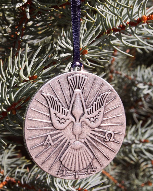 Ad Crucem A Pewter Dove and Shell Baptism Keepsake