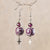 Jennifer's Purple Swirl Kazuri Cross Earrings
