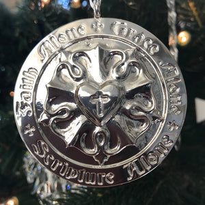 Ad Crucem Luther Rose Christmas Ornament English and Latin Solas