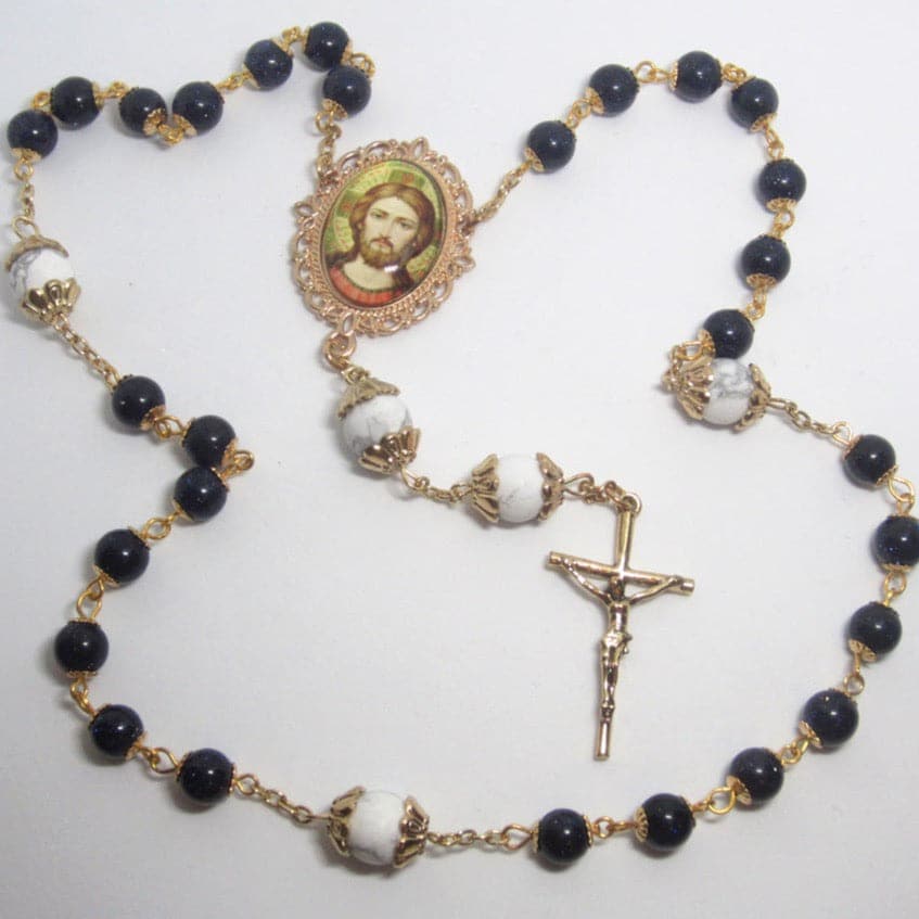 Kelly's White Howlite and Blue Goldstone Prayer Beads