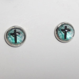 Kelly's Cabochon Cross Stud Earrings