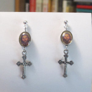 Kelly's Face of Christ Crucifix Earrings