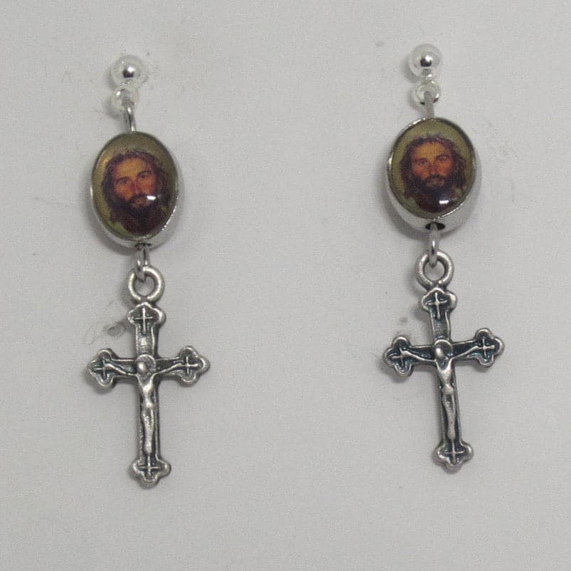 Kelly's Face of Christ Crucifix Earrings