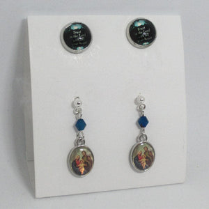 Kelly's Blue Holy Family Earring Set