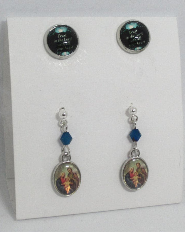 Kelly's Blue Holy Family Earring Set