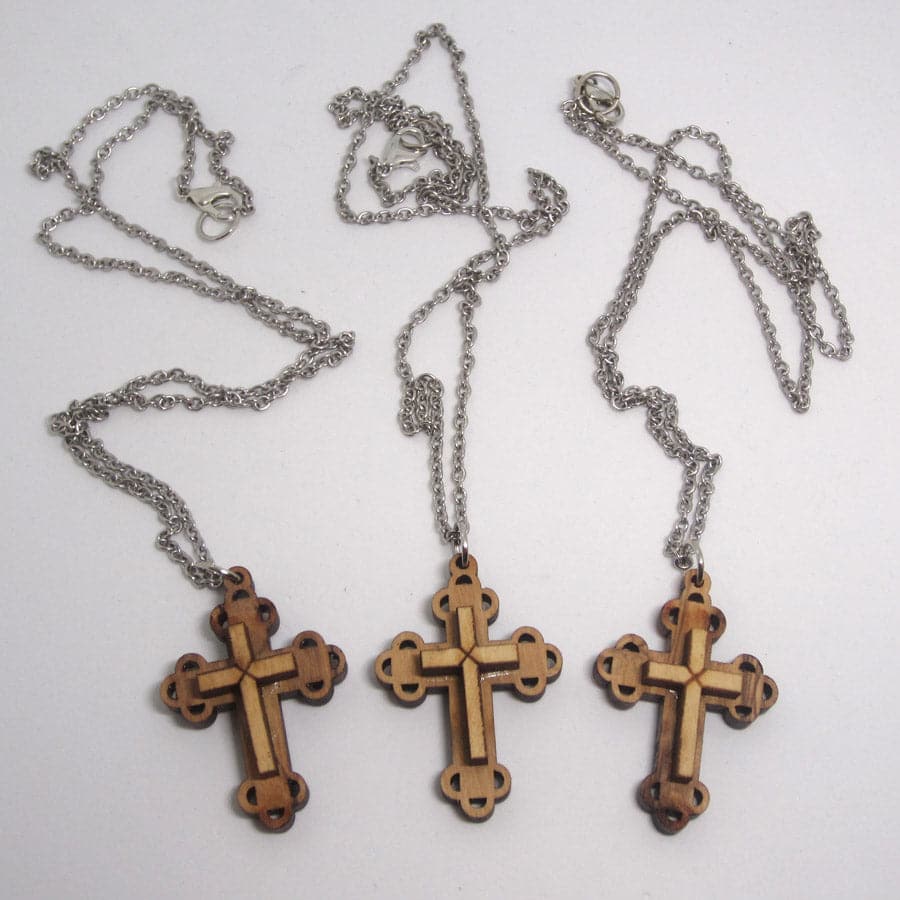 Kelly's Olive Wood Cross Necklaces (Set of 3)