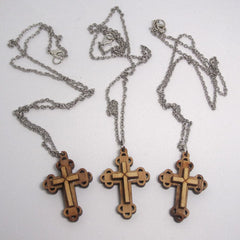 Kelly's Olive Wood Cross Necklaces (Set of 3) - Ad Crucem
