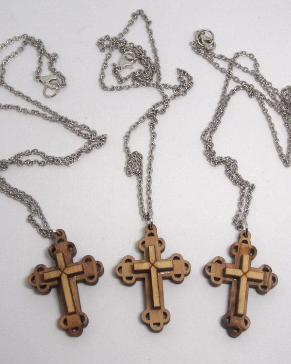 Kelly's Olive Wood Cross Necklaces (Set of 3)