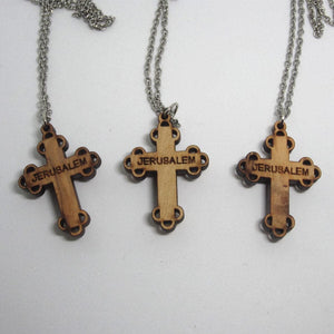 Kelly's Olive Wood Cross Necklaces (Set of 3)
