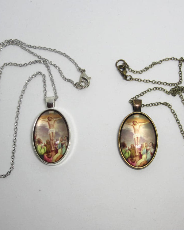 Kelly's Oval Crucifixion Necklace