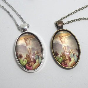 Kelly's Oval Crucifixion Necklace