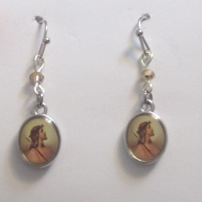 Kelly's Oval Jesus Charm Earrings