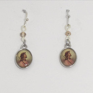 Kelly's Oval Jesus Charm Earrings