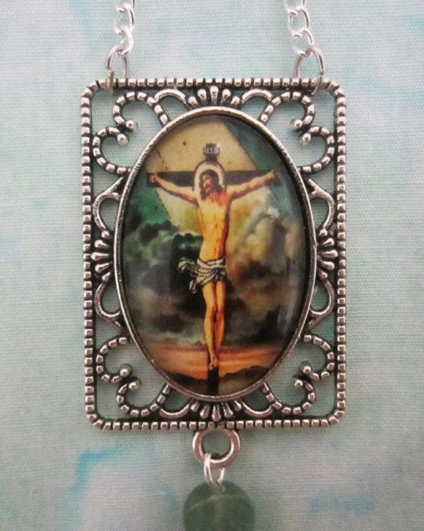 Kelly's Rectangular Crucifixion Heart Ornament