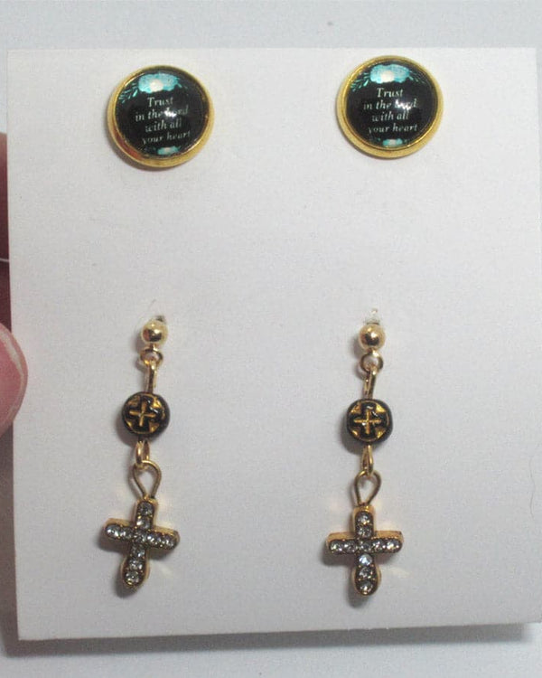 Kelly's Rhinestone Cross Earring Set